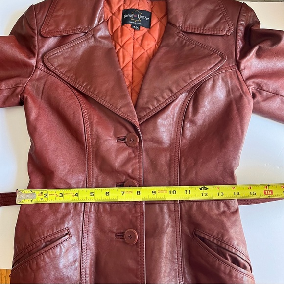 Vintage Merlot Leather Blazer Jacket•Sz XS - Picture 9 of 11